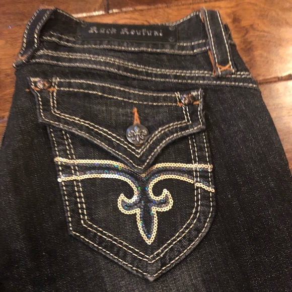 black and gold rock revival jeans